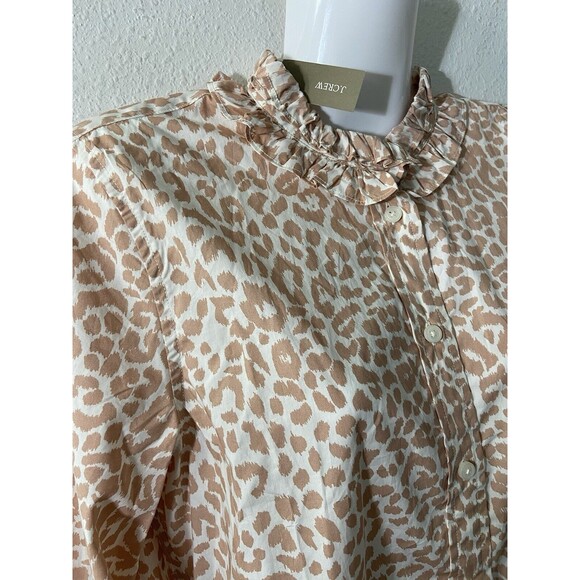 J.Crew Button Up Shirt 2 Leopard Womens Classic Ruffled Collard New NWT $89.50 - Picture 4 of 10